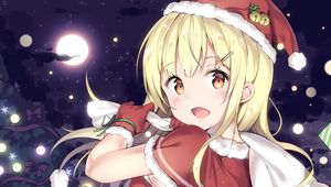 Preview wallpaper girl, smile, santa, costume, gifts, anime