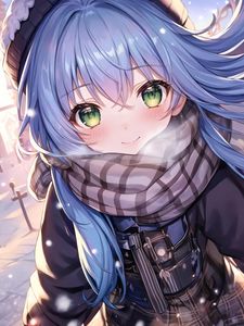 Preview wallpaper girl, smile, scarf, anime, art