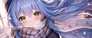 Preview wallpaper girl, smile, scarf, anime, art