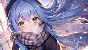 Preview wallpaper girl, smile, scarf, anime, art