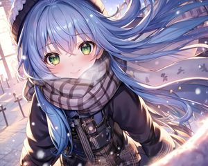 Preview wallpaper girl, smile, scarf, anime, art