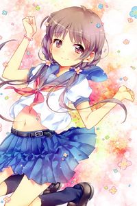 Preview wallpaper girl, smile, schoolgirl, anime, art, cartoon
