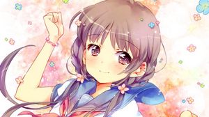 Preview wallpaper girl, smile, schoolgirl, anime, art, cartoon
