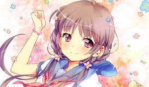 Preview wallpaper girl, smile, schoolgirl, anime, art, cartoon