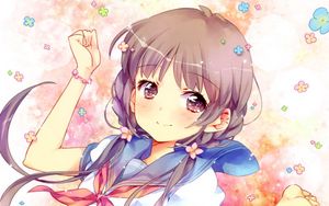 Preview wallpaper girl, smile, schoolgirl, anime, art, cartoon