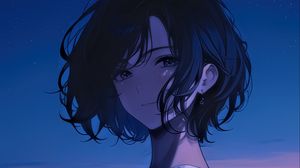 Preview wallpaper girl, smile, sea, anime, art, blue