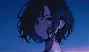 Preview wallpaper girl, smile, sea, anime, art, blue