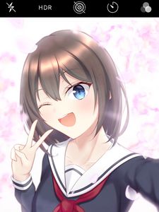 Preview wallpaper girl, smile, selfie, snapshot, interface, anime