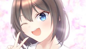 Preview wallpaper girl, smile, selfie, snapshot, interface, anime