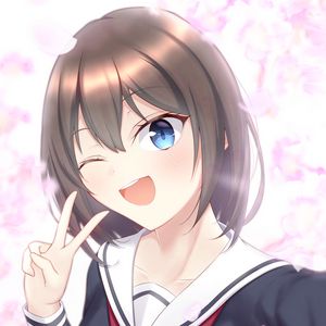 Preview wallpaper girl, smile, selfie, snapshot, interface, anime