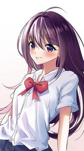 Preview wallpaper girl, smile, shirt, anime