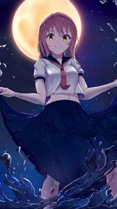Preview wallpaper girl, smile, skirt, water, anime, art