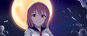 Preview wallpaper girl, smile, skirt, water, anime, art