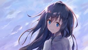 Preview wallpaper girl, smile, skirt, glance, anime