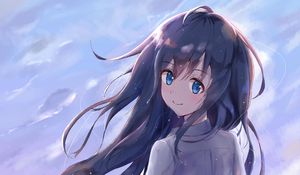 Preview wallpaper girl, smile, skirt, glance, anime