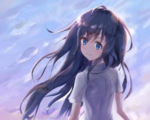 Preview wallpaper girl, smile, skirt, glance, anime