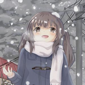 Preview wallpaper girl, smile, snow, anime, art
