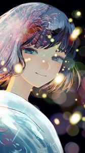 Preview wallpaper girl, smile, sparks, fireworks, anime