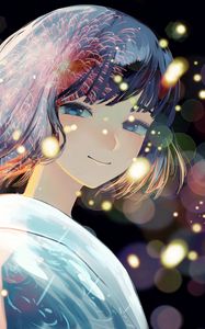 Preview wallpaper girl, smile, sparks, fireworks, anime
