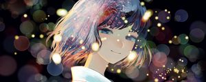 Preview wallpaper girl, smile, sparks, fireworks, anime