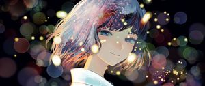 Preview wallpaper girl, smile, sparks, fireworks, anime