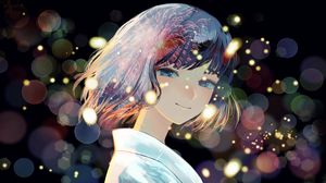 Preview wallpaper girl, smile, sparks, fireworks, anime