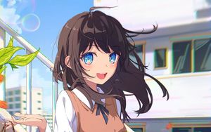 Preview wallpaper girl, smile, stairs, anime