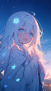 Preview wallpaper girl, smile, stars, anime