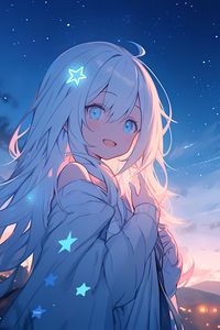 Preview wallpaper girl, smile, stars, anime