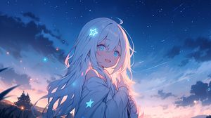 Preview wallpaper girl, smile, stars, anime