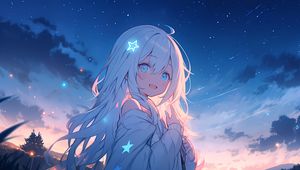 Preview wallpaper girl, smile, stars, anime