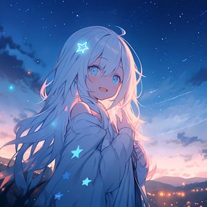 Preview wallpaper girl, smile, stars, anime