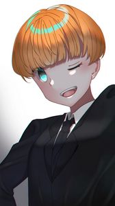 Preview wallpaper girl, smile, suit, tie, anime