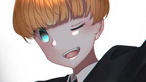 Preview wallpaper girl, smile, suit, tie, anime