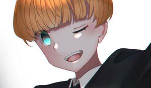 Preview wallpaper girl, smile, suit, tie, anime