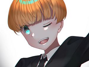 Preview wallpaper girl, smile, suit, tie, anime