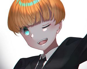 Preview wallpaper girl, smile, suit, tie, anime