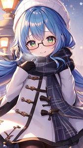 Preview wallpaper girl, smile, sunglasses, scarf, anime