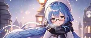 Preview wallpaper girl, smile, sunglasses, scarf, anime