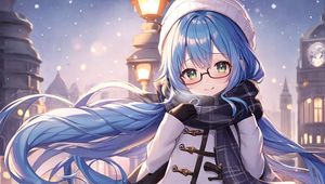 Preview wallpaper girl, smile, sunglasses, scarf, anime