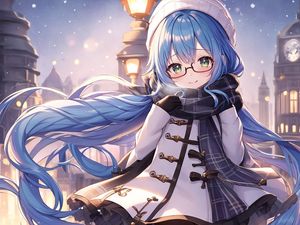 Preview wallpaper girl, smile, sunglasses, scarf, anime