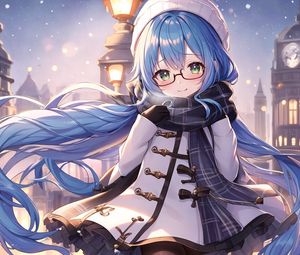 Preview wallpaper girl, smile, sunglasses, scarf, anime