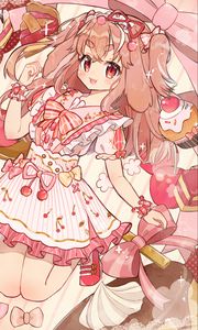 Preview wallpaper girl, smile, sweets, anime, art