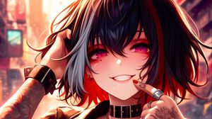 Preview wallpaper girl, smile, tattoo, positive, anime, art