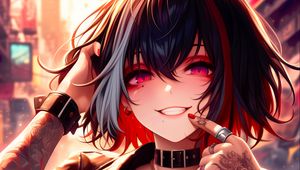 Preview wallpaper girl, smile, tattoo, positive, anime, art