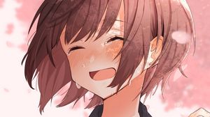 Preview wallpaper girl, smile, tears, happy, anime