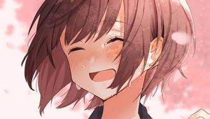 Preview wallpaper girl, smile, tears, happy, anime