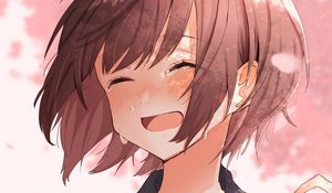 Preview wallpaper girl, smile, tears, happy, anime