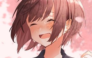 Preview wallpaper girl, smile, tears, happy, anime