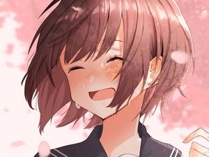 Preview wallpaper girl, smile, tears, happy, anime